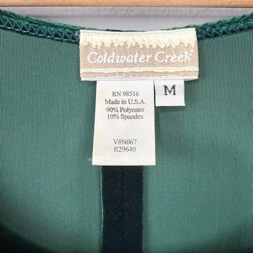 Vintage 90s‎ Coldwater Creek Velvet Maxi Dress Size M Dark Green Modest Long - Picture 2 of 9